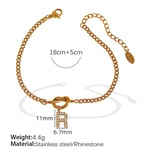 Gold color / 1 Piece Simple Series Simple Letter R Stainless Steel  Gold Color Rhinestone Women's Charm Bracelets Picture18